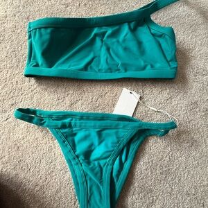 Mikoh Turquoise One-Shoulder Bikini